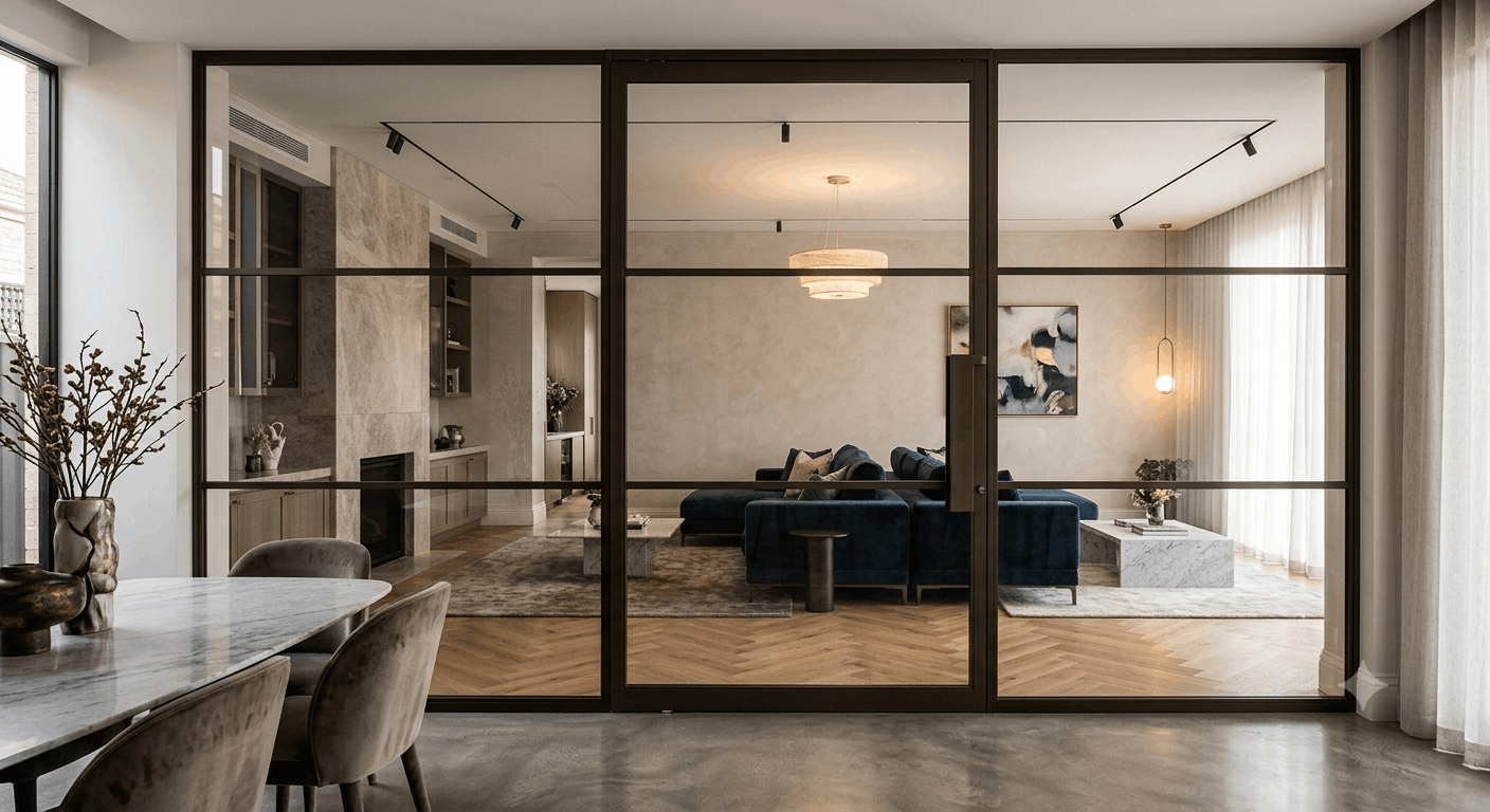 pivot internal partition door close position